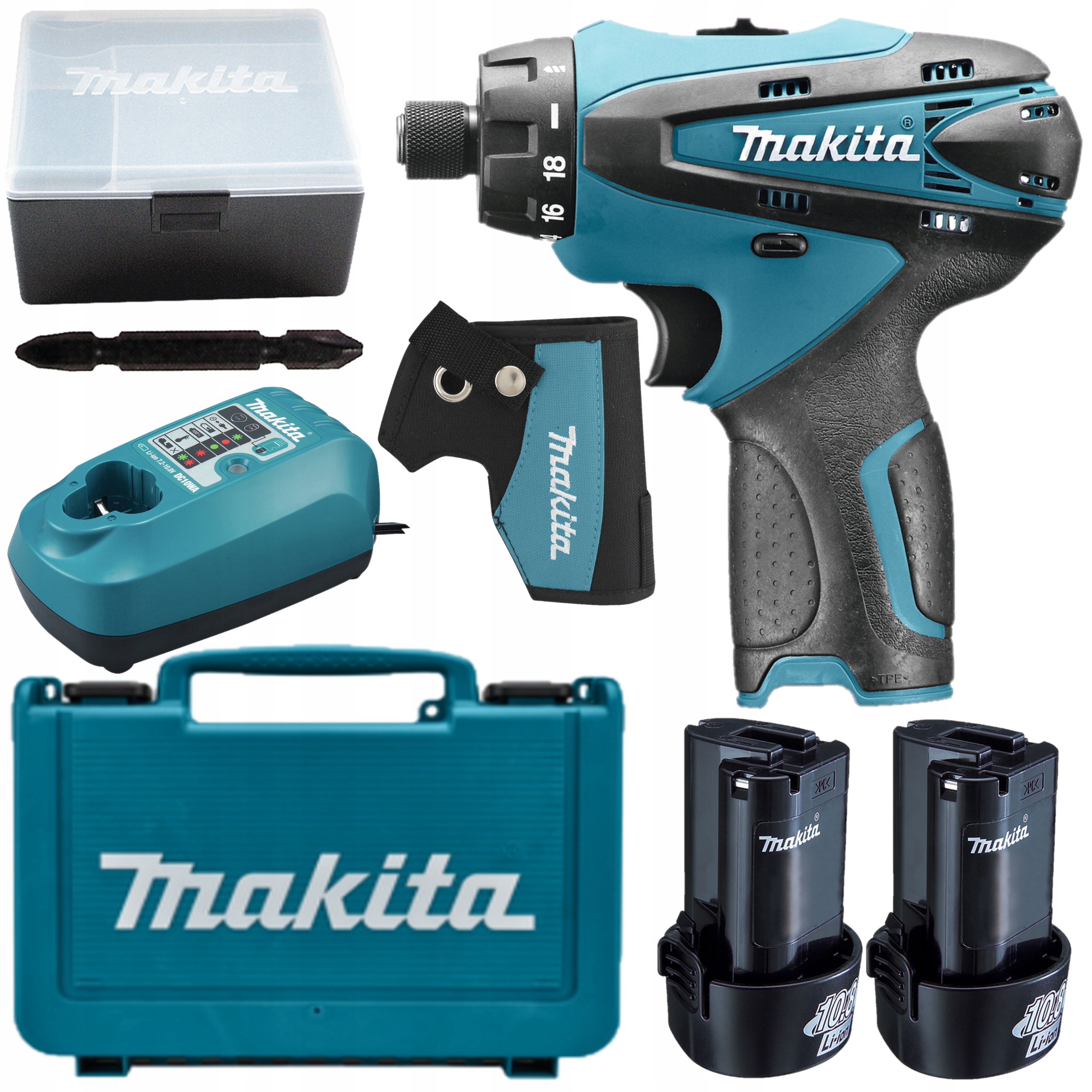 Makita DF030DWE Wiertarko-wkrętarka Aku 10,8V 24Nm 1/4'' 2 Biegi