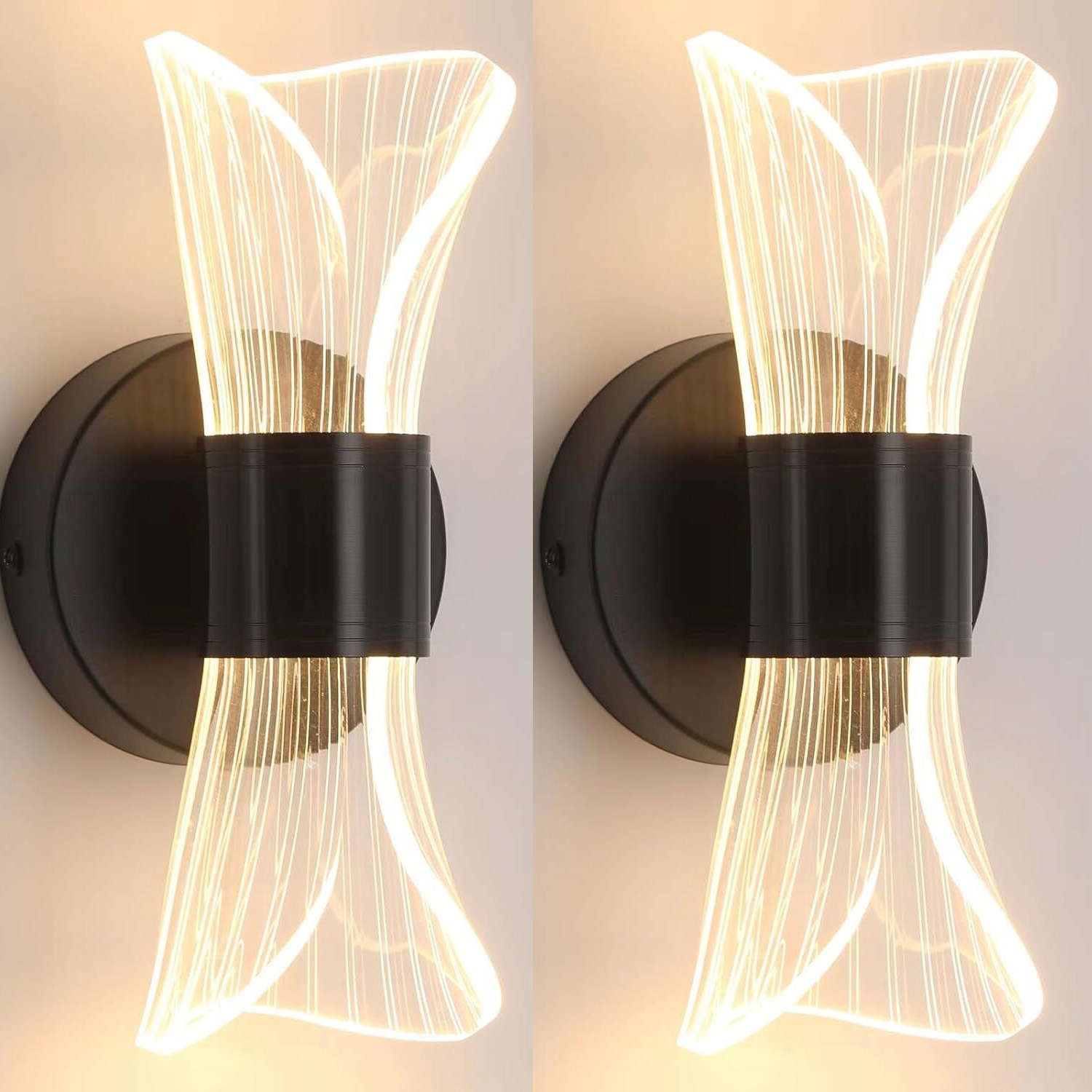 2x Lampa Ścienna Kinkiety Ścienne Led Loft Czarny 10W 3000K 4000K 6500K