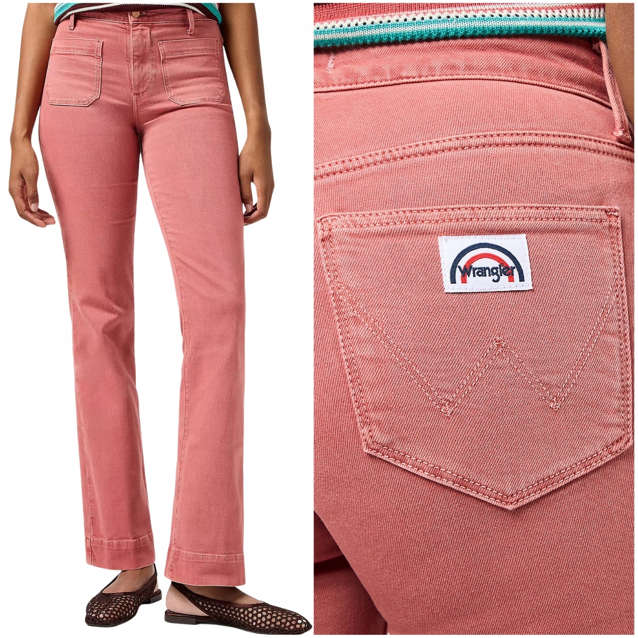 Wrangler Flare Washed Red dámské džínové kalhoty s zvony W29 L30
