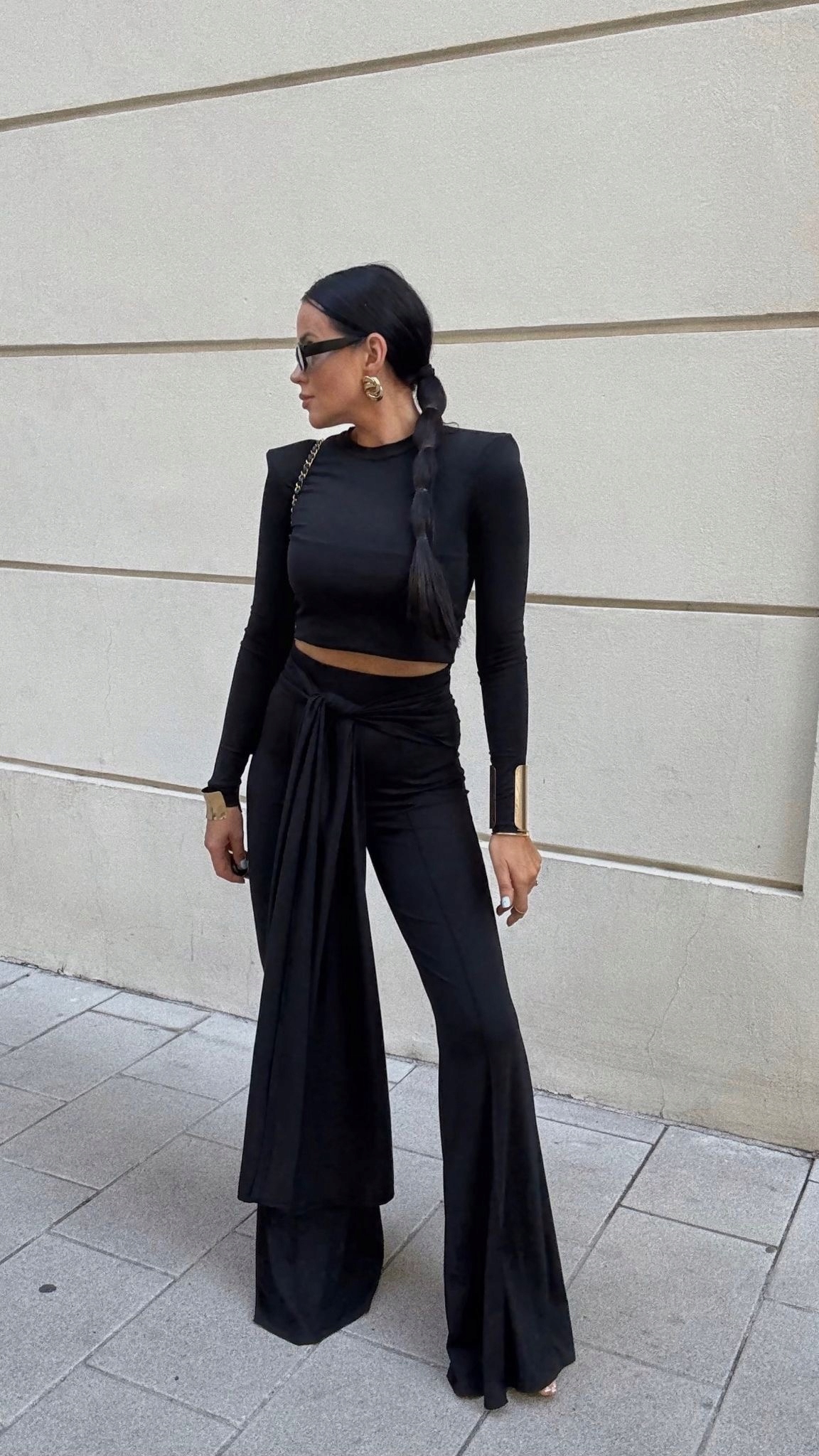 Kalhoty se zavazováním, šála La Milla vel. S, černé