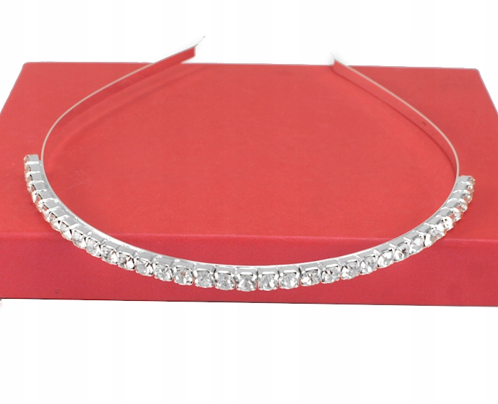 

Opaska Do Włosów Metal Srebrna Szklane Cyrkonie