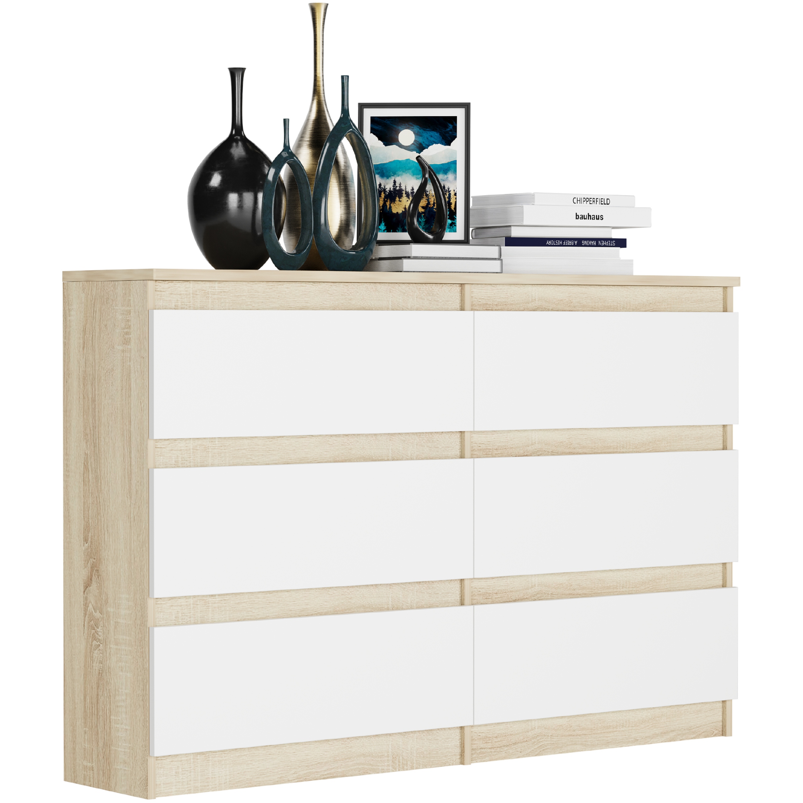 KOMODA 120CM SZAFKA 6 SZUFLAD R-120 MIX SONOMA