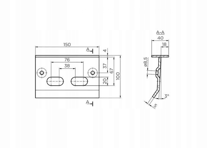 STOPER OGRANICZNIK DO BRAMY H=67MM ANTRACYT Kod producenta 61.093A