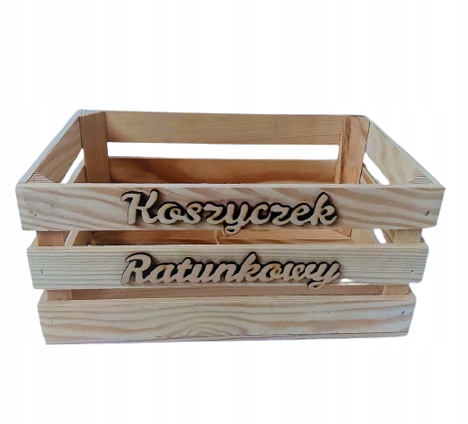 Skrzynka drewniana, koszyczek ratunkowy na wesela