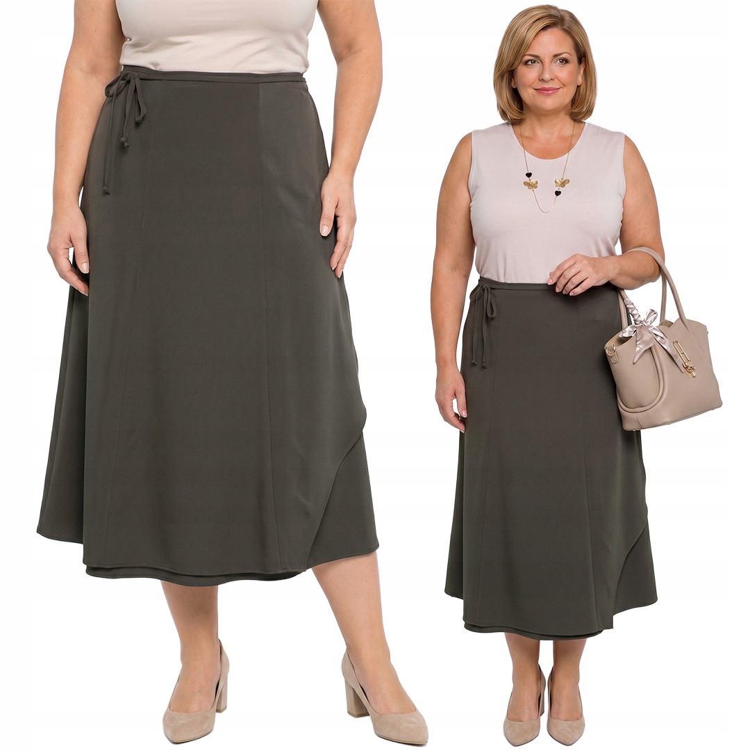 Khaki sukně se zavazováním plus size velikost 48