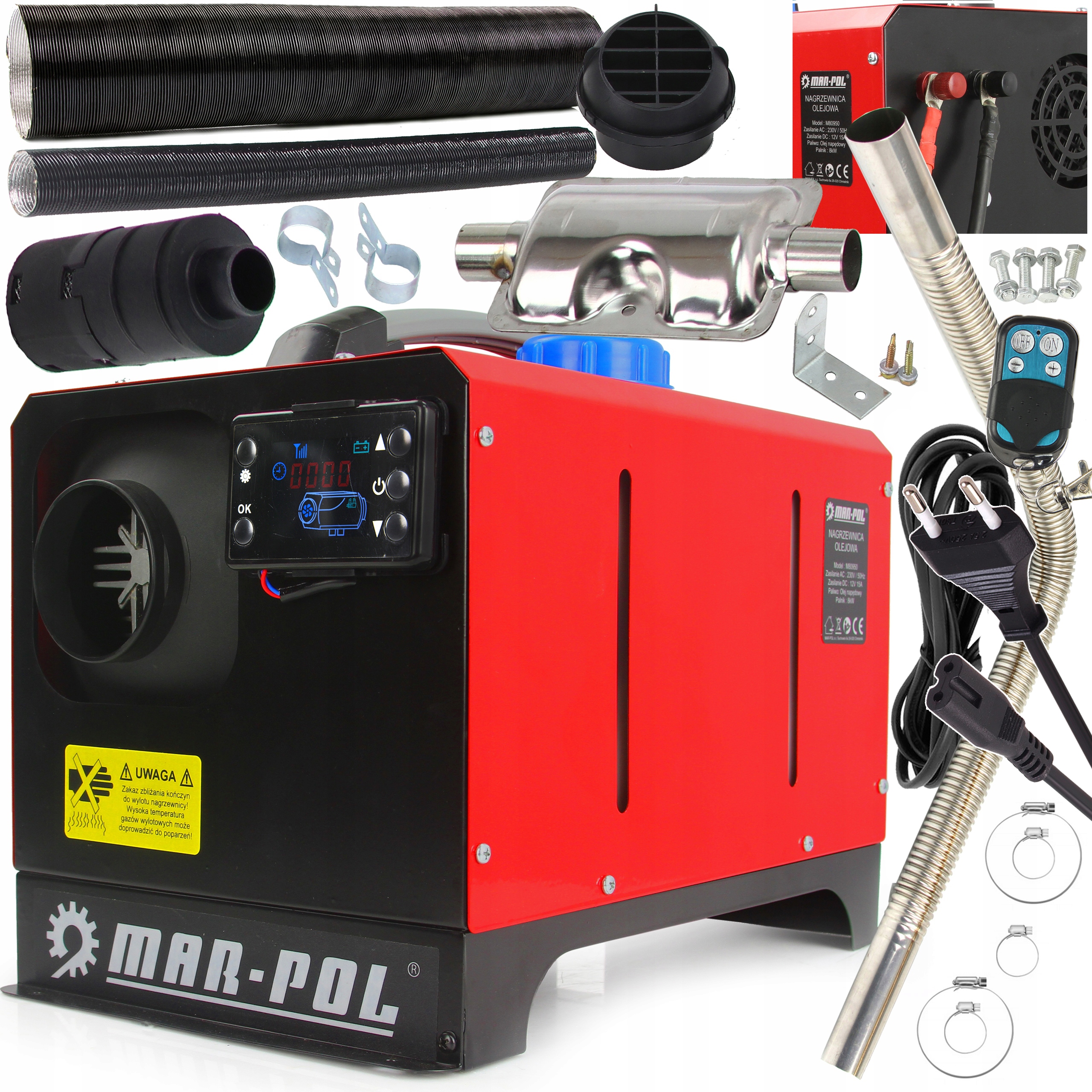 NAGRZEWNICA SPALINOWA DMUCHAWA OLEJOWA OGRZEWANIE POSTOJOWE 8KW