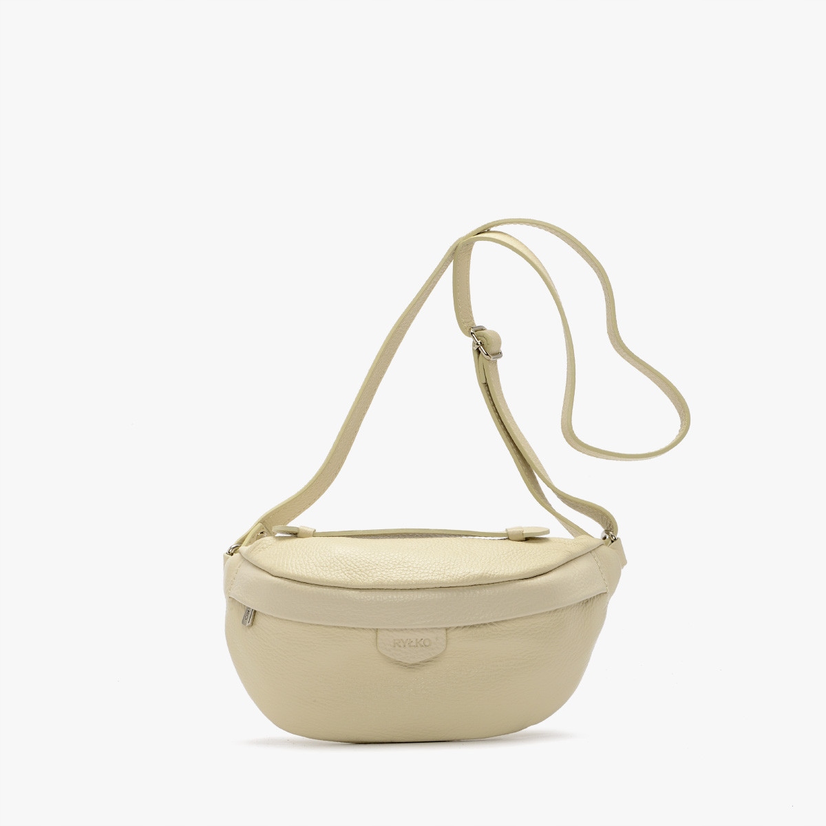 

Ryłko kremowa skórzana torebka nerka damska