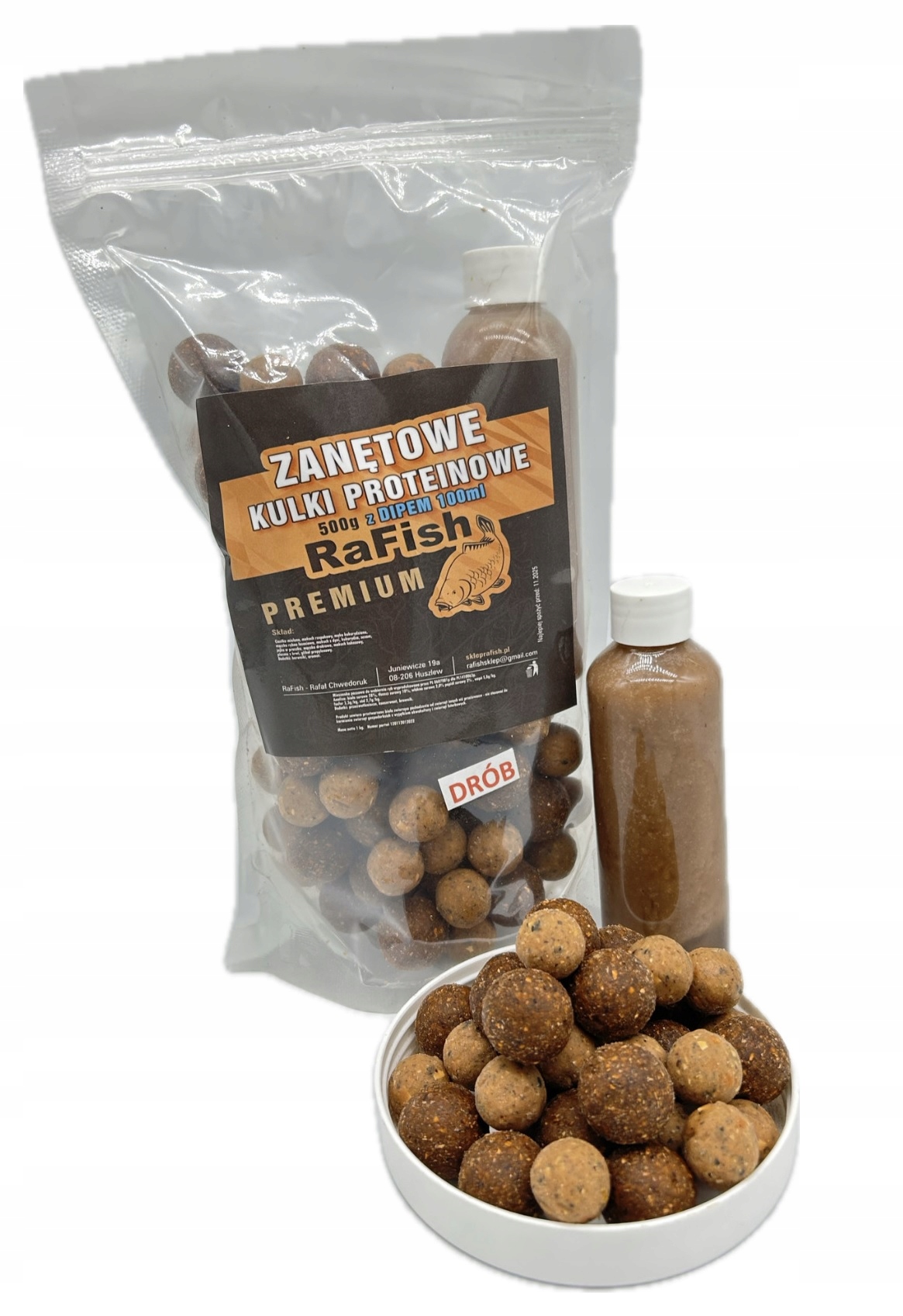 DRÓB Z PRZYPRAWAMI KULKI PROTEINOWE 500G: RAFISH