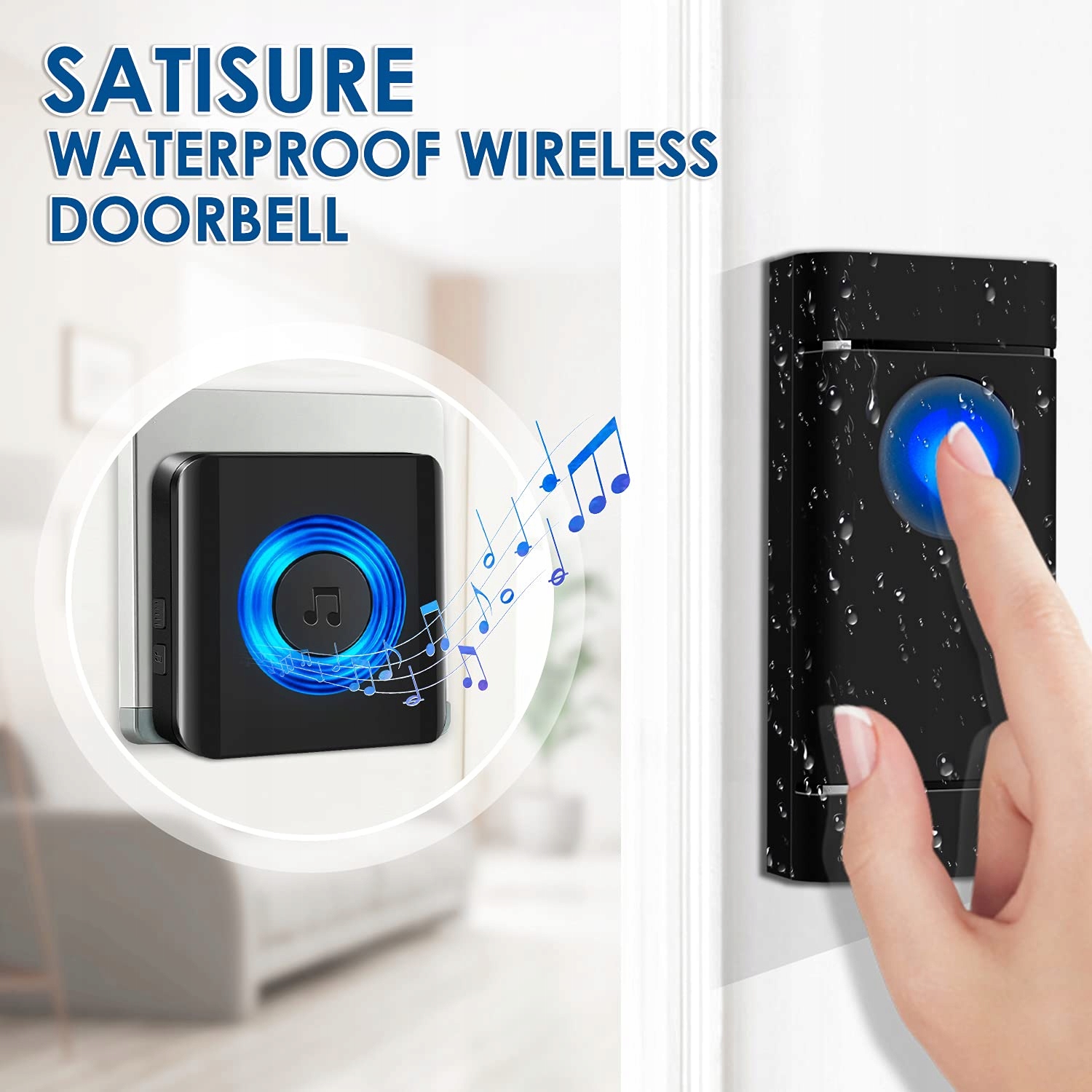 SATISURE Dzwonek Bezprzewodowy 2 Nadajniki 2 Odbiorniki IP55 400m — miniatura 3