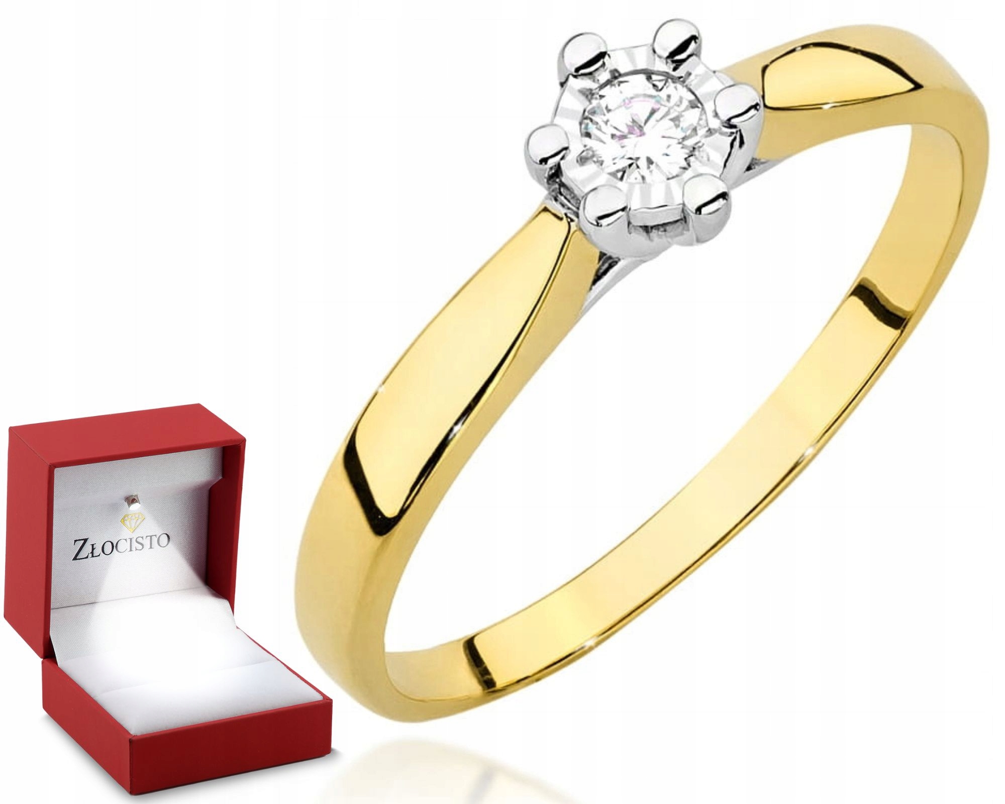 Zlatý prstýnek s briliantem 0.585 Gravírování