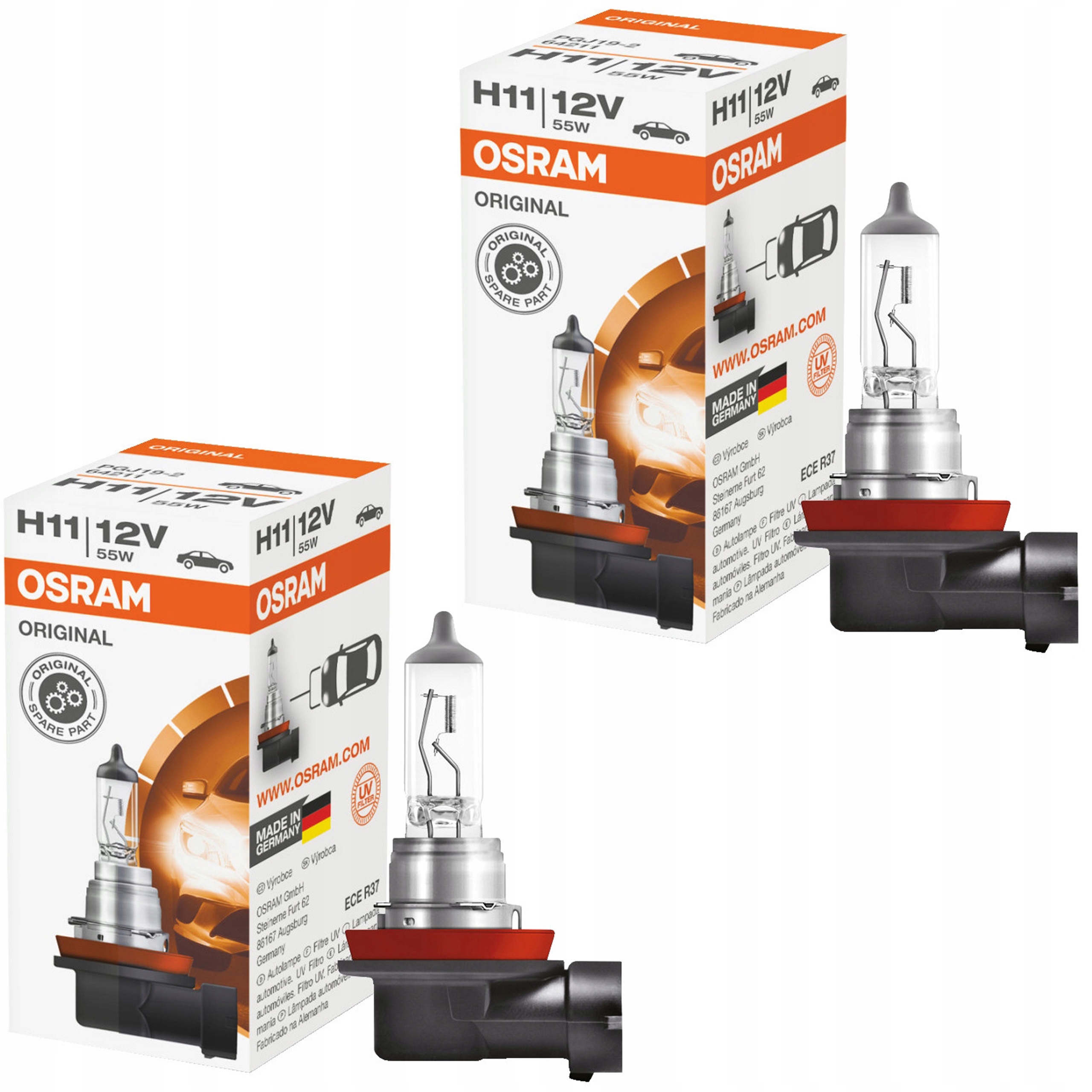 2szt Osram H11 Original Żarówka 64211 55W 12V PGJ19-2