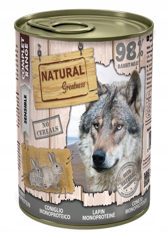 Natural Greatness Rabbit Królik Monobiałkowa Mokra Karma Dla Psa 12 x 400G