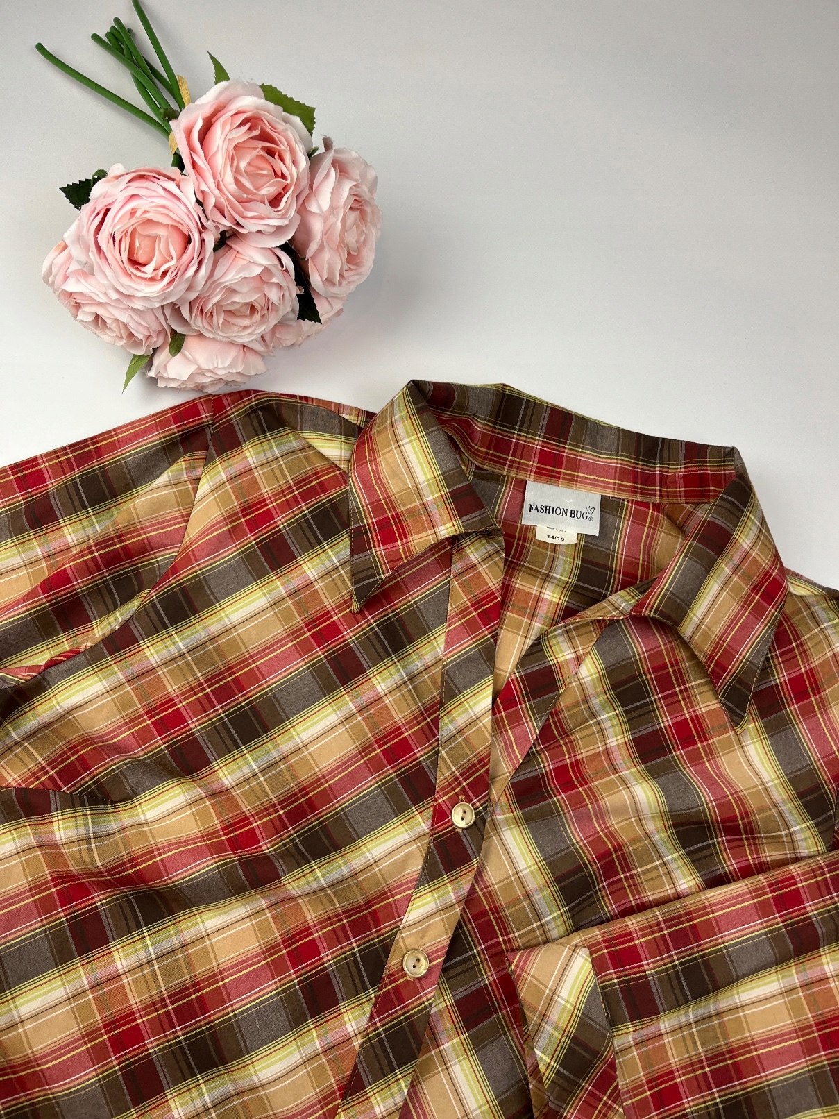 Koszula damska w kratkę FASHION BUG USA 2XL/3XL Wzór dominujący kratka