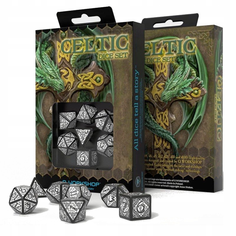 Kości Rpg Q-Workshop Celtyckie Czarno-Białe