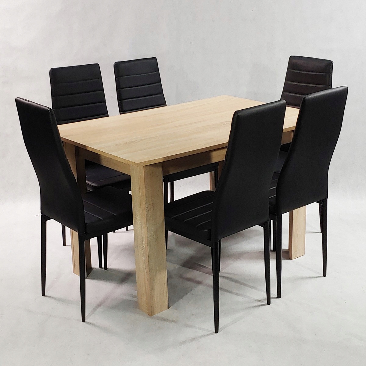 Zestaw stół Modern 120 sonoma 6 czarnych krzeseł Kształt blatu prostokątny