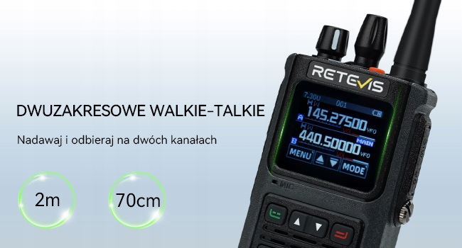Retevis C1 krótkofalówka Dwuzakresowy, Profesjonalne Walkie-Talkie, IP67,5W Kod producenta A9275A