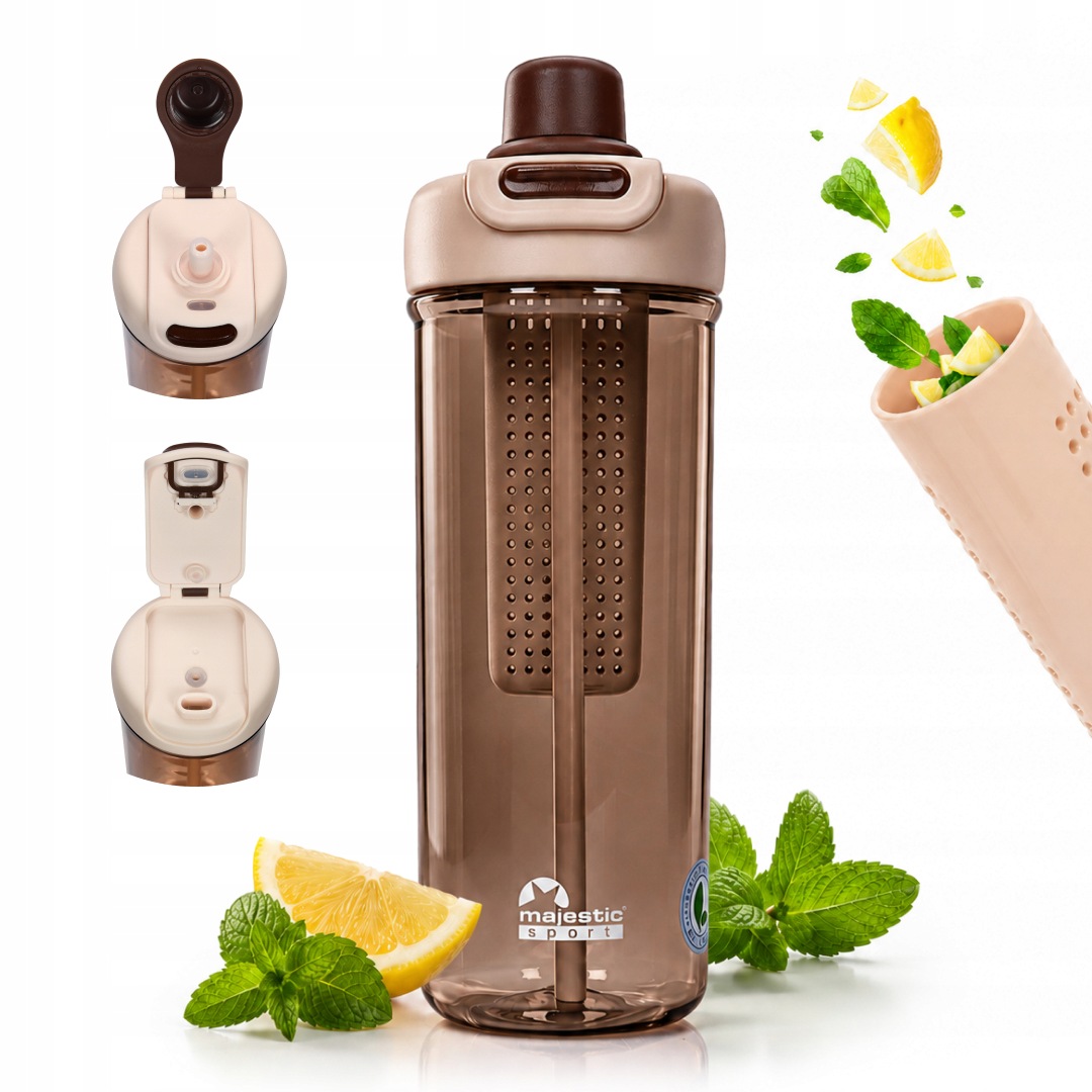Butelka na wodę z sitkiem na owoce słomką ustnikiem bidon Bpa free 950 ml