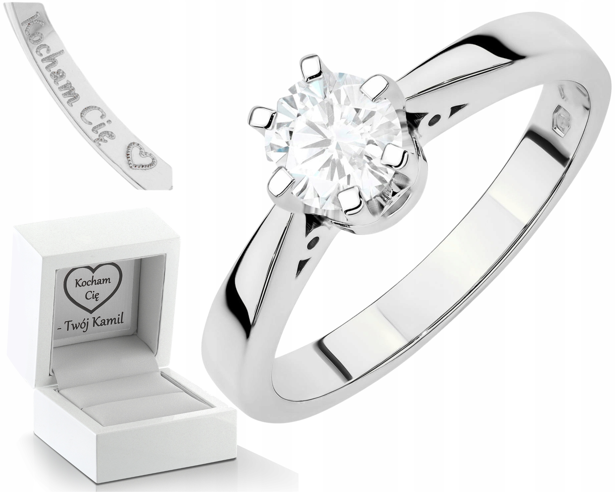 Moderní Prstýnek Bílé Zlato Briliant Lab Zlato 585 Gravírování