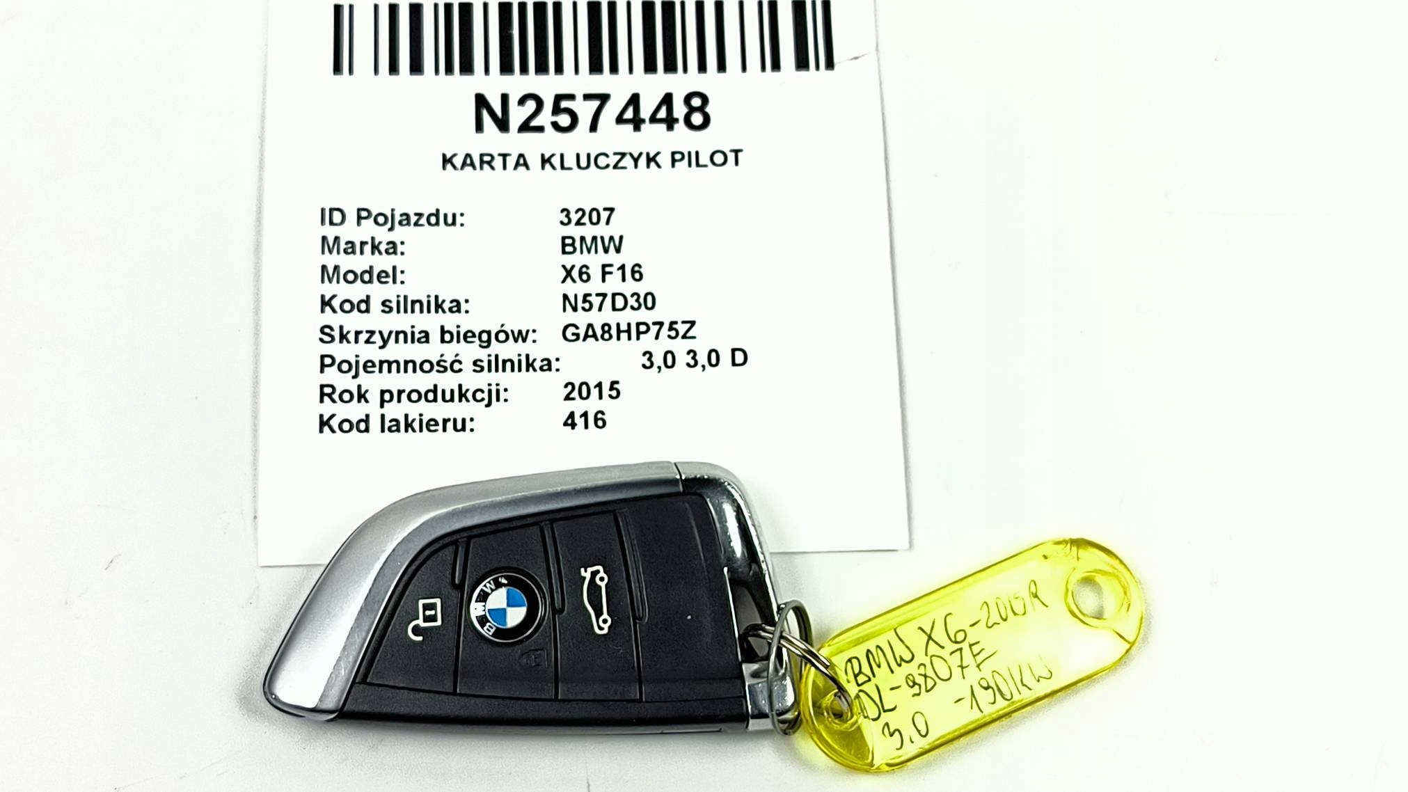 KARTA key PILOT m-packet 9337244 BMW X6 F16