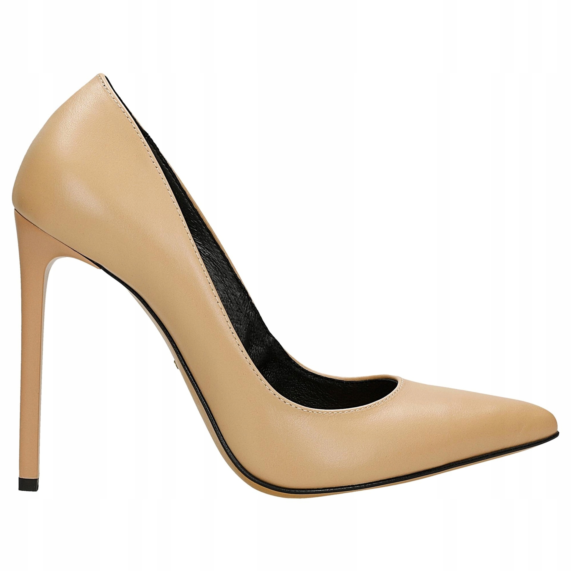 Vysoké kožené lodičky s černými kontrastními vložkami, velikost vel.