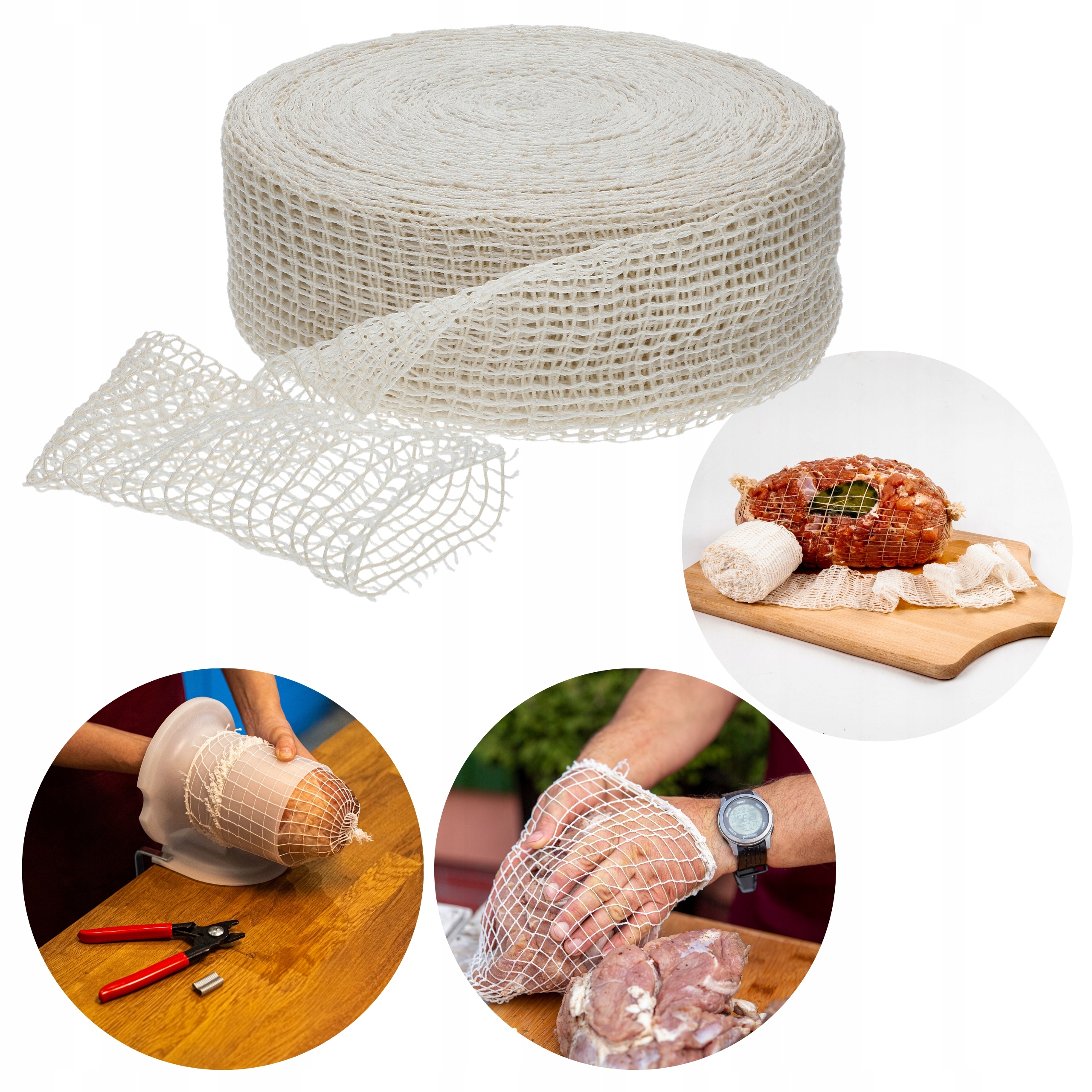 Levně Uzenářská Síťka Na Uzení Šunky Uzenin Masa Browin 12,5 CM/50 M Bílá