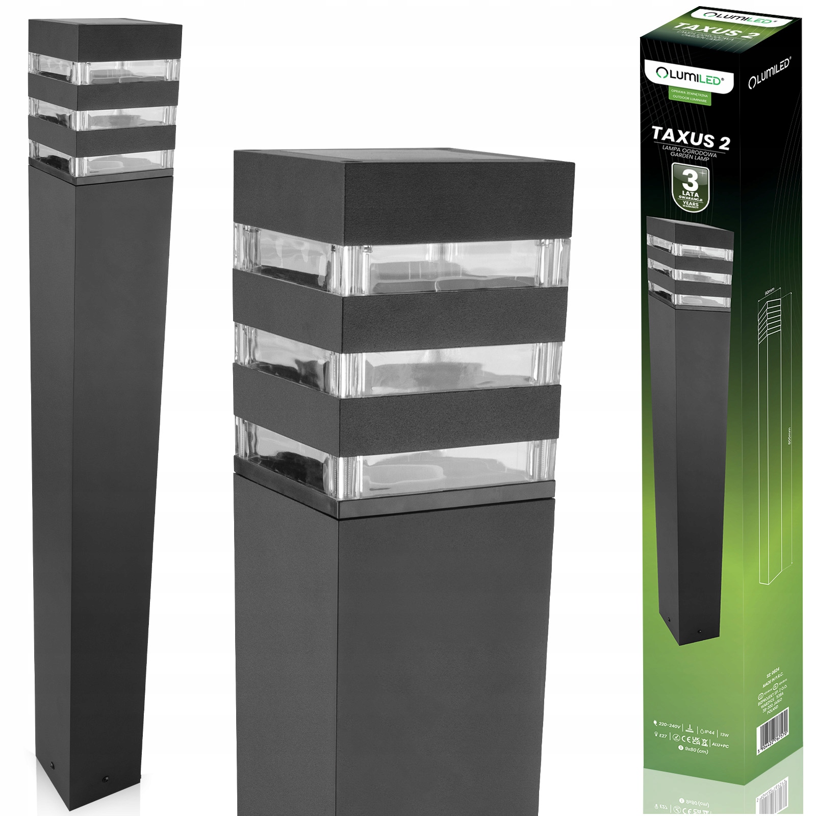 Lampa Led Ogrodowa Zewnętrzna Stojąca Słupek na Żarówke E27 230V IP44 80cm