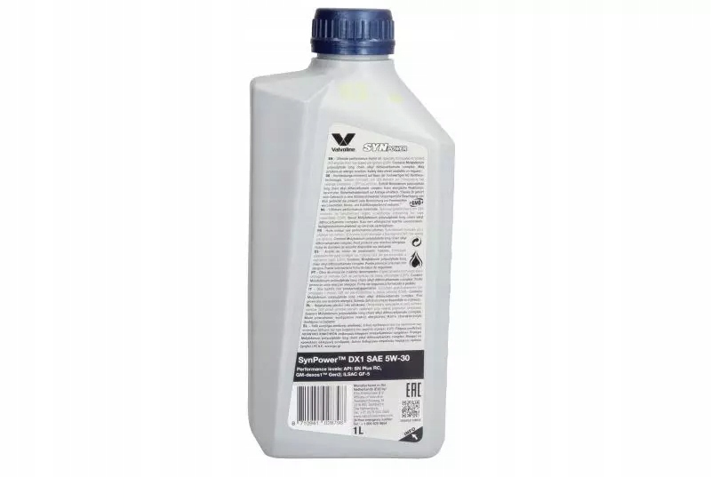 VALVOLINE SYNPOWER DX1 5W30 API SN DEXOS1 9L Pojemność opakowania 1 l