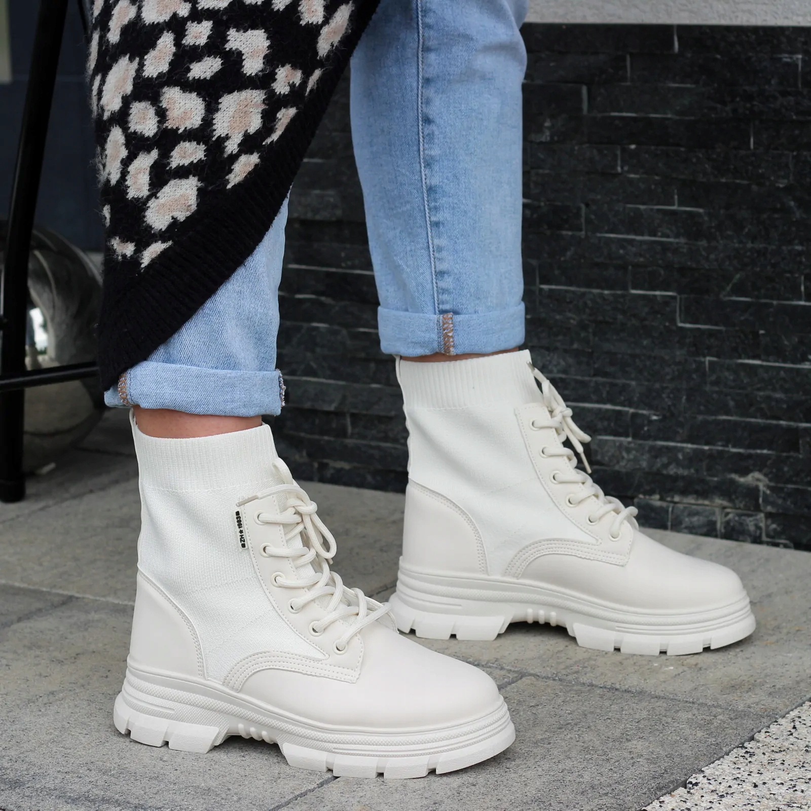 BEŻOWE DAMSKIE BOTKI WORKERY NA GRUBEJ PODESZWIE FASHION 36 Rozmiar 36