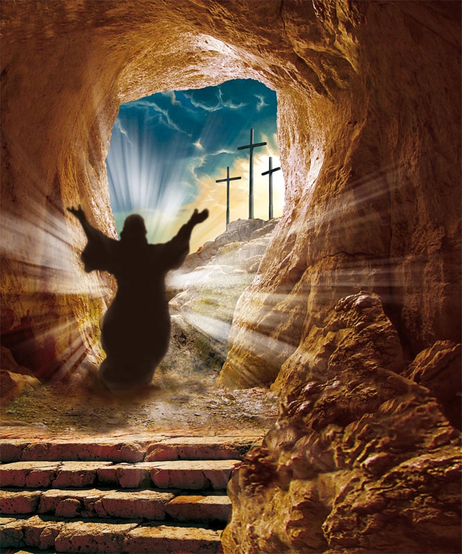 Pozadí do hrobu Páně Banner Golgota Vzkříšení Velikonoce 300 x 250 cm