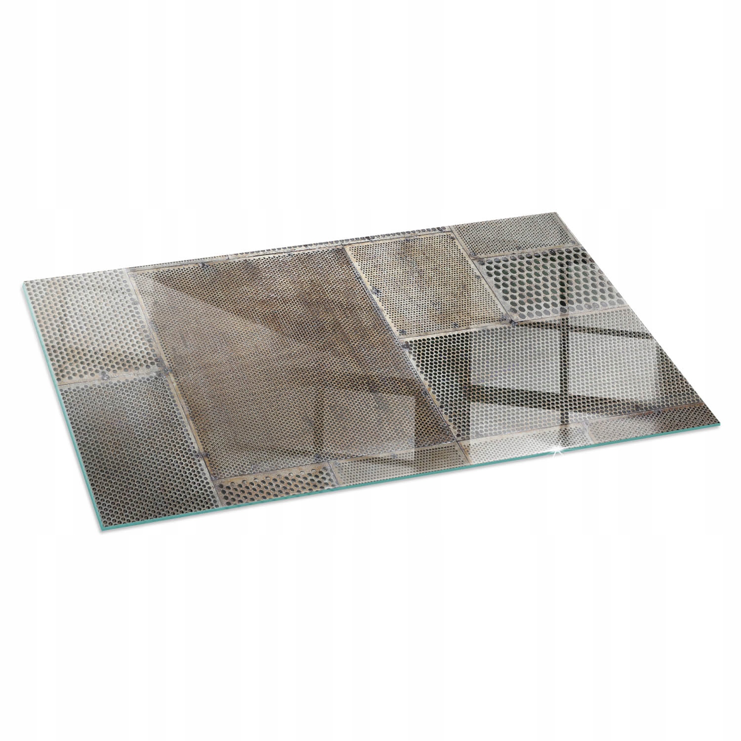 Ozdobná sklenená doska pod krb Kozu Vzor perforovaného plechu 120 x 60 cm