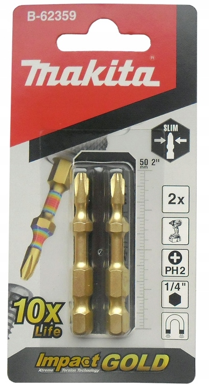 

Makita B-62359 2xKOŃCÓWKI Wkrętakowe Bity PH2 Gold