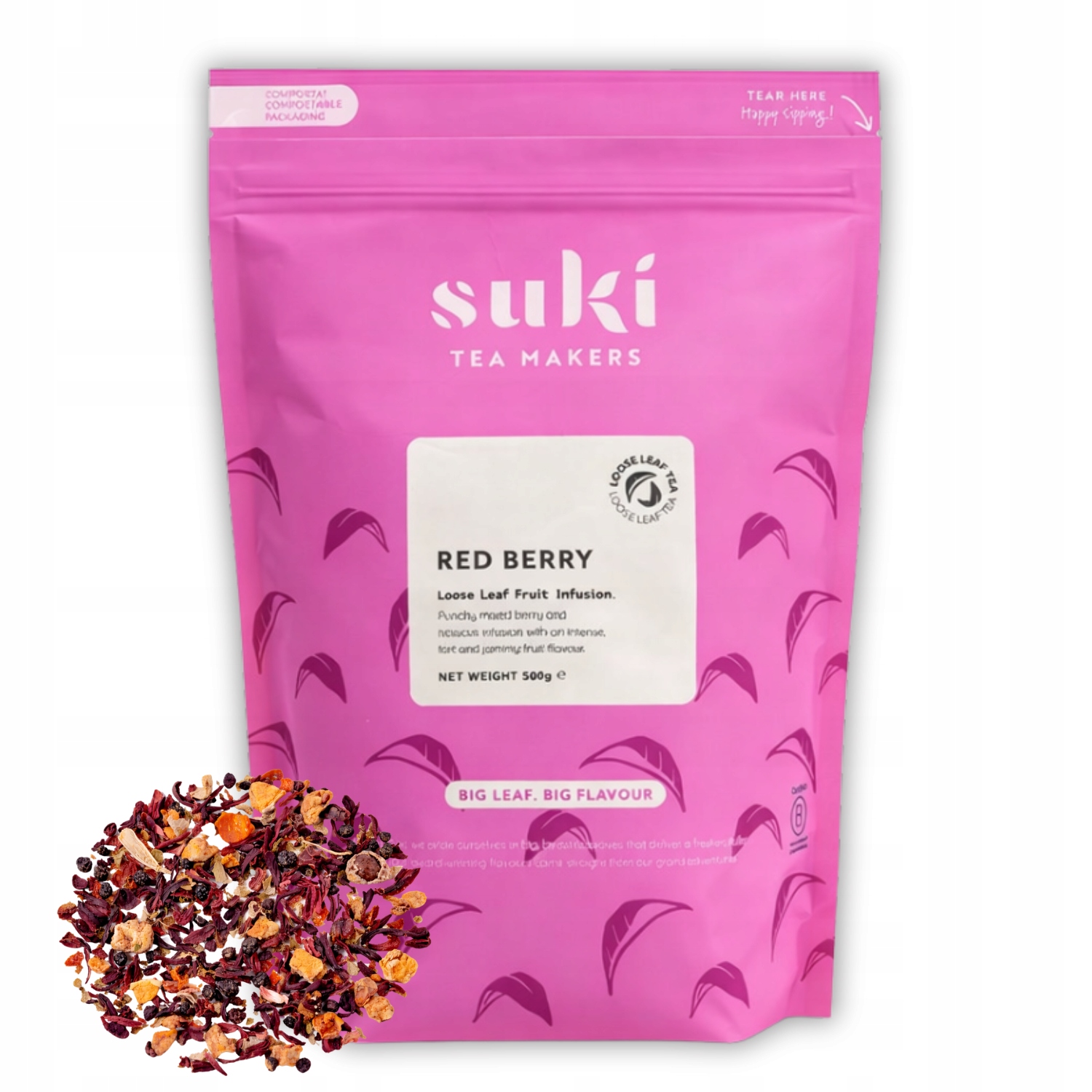 Herbata owocowa Suki Tea Red Berry 500g mieszanka suszone owoce bez kofeiny