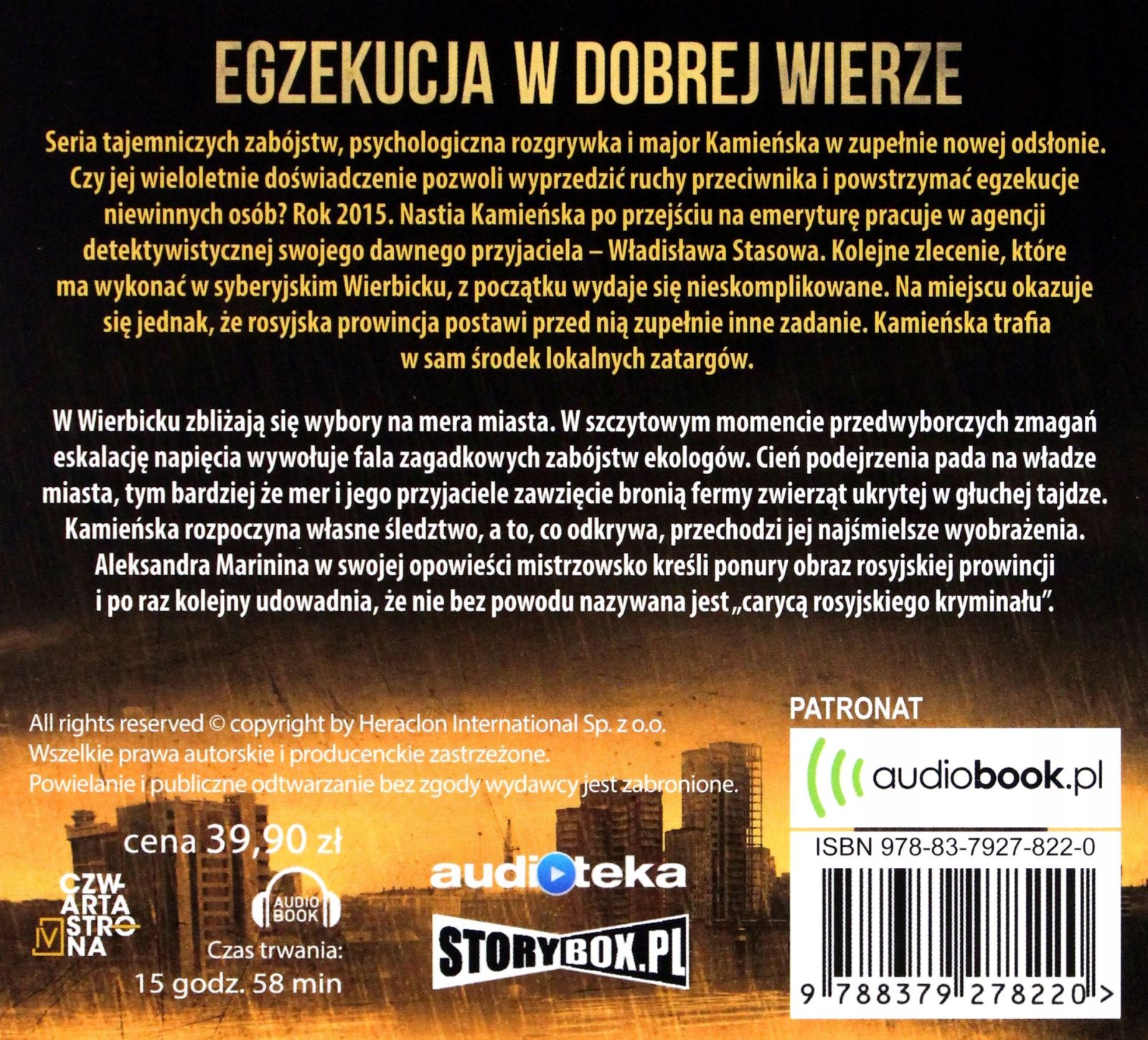 EGZEKUCJA W DOBREJ WIERZE - ALEKSANDRA MARININA [AUDIOBOOK] Stan opakowania oryginalne