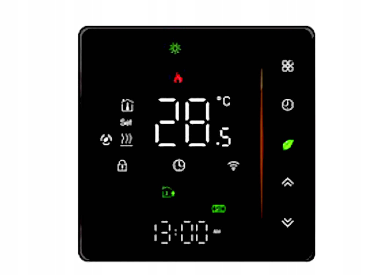 Termostat na elektrické vykurovanie, 16A, Wi-fi, štvorec, čierny