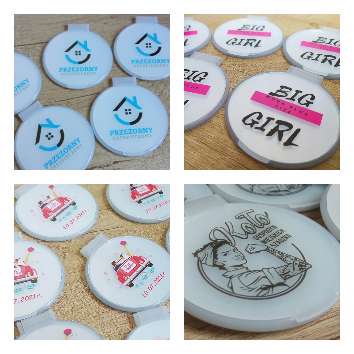 Lusterko z nadrukiem fullcolor - pakiet 50szt Kolor biały