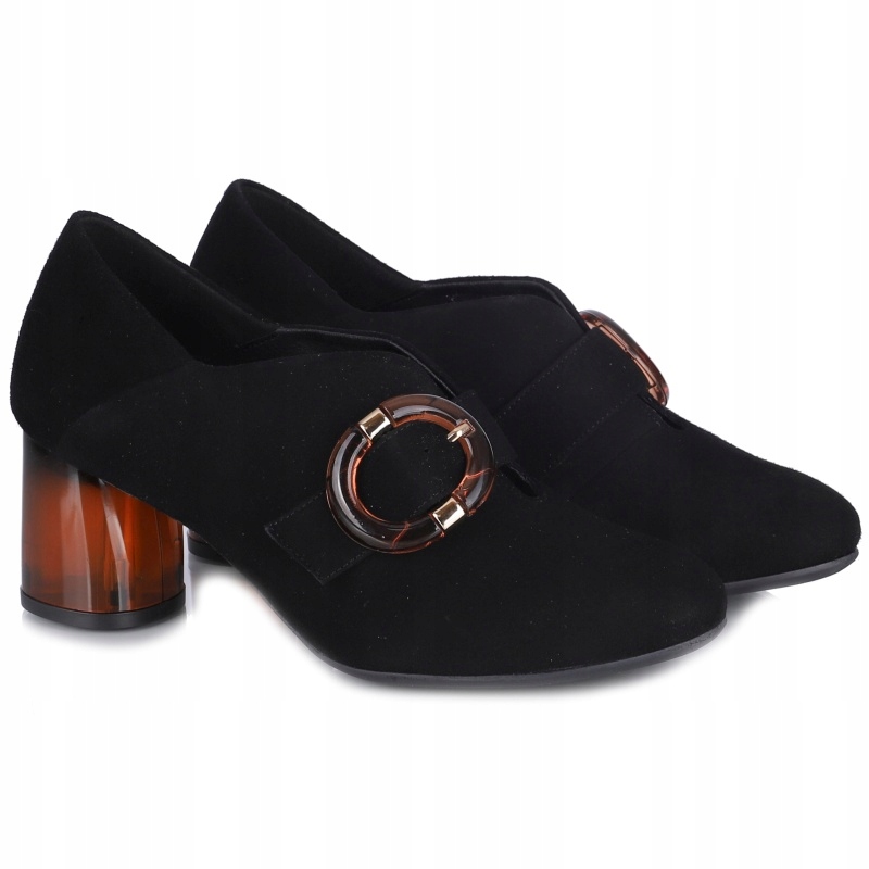 Dámské polobotky Aspena KX-2893/FOX181 Z01/JANTAROVÁ Kůže černé VEL..40