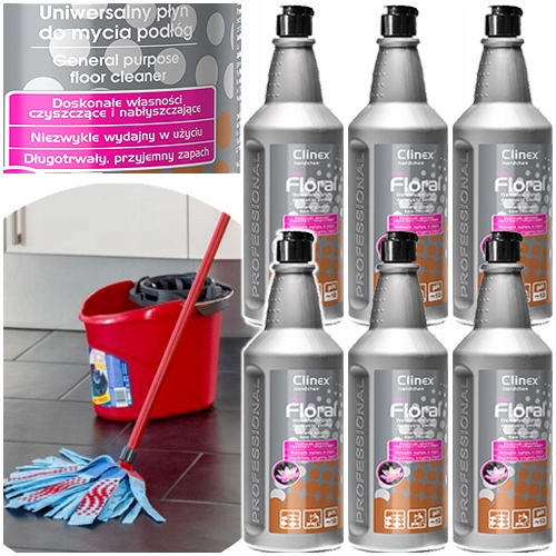 Levně Clinex Floral Blush Univerzální Tekutý Přípravek Na Podlahy 1L Bez Šmouh 6 ks