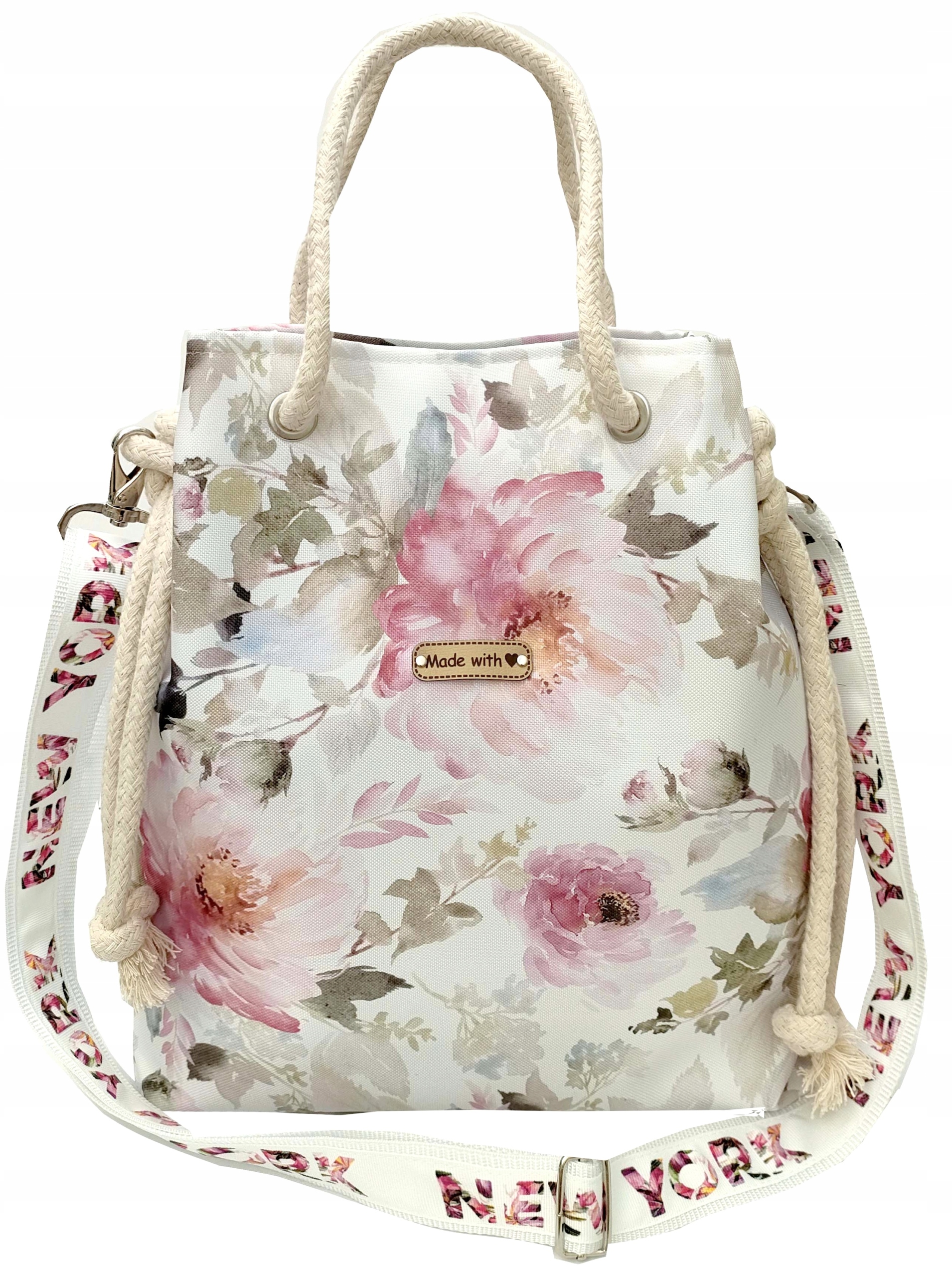 

Torebka Worek Shopper Torba Pastele Kwiaty + Pasek