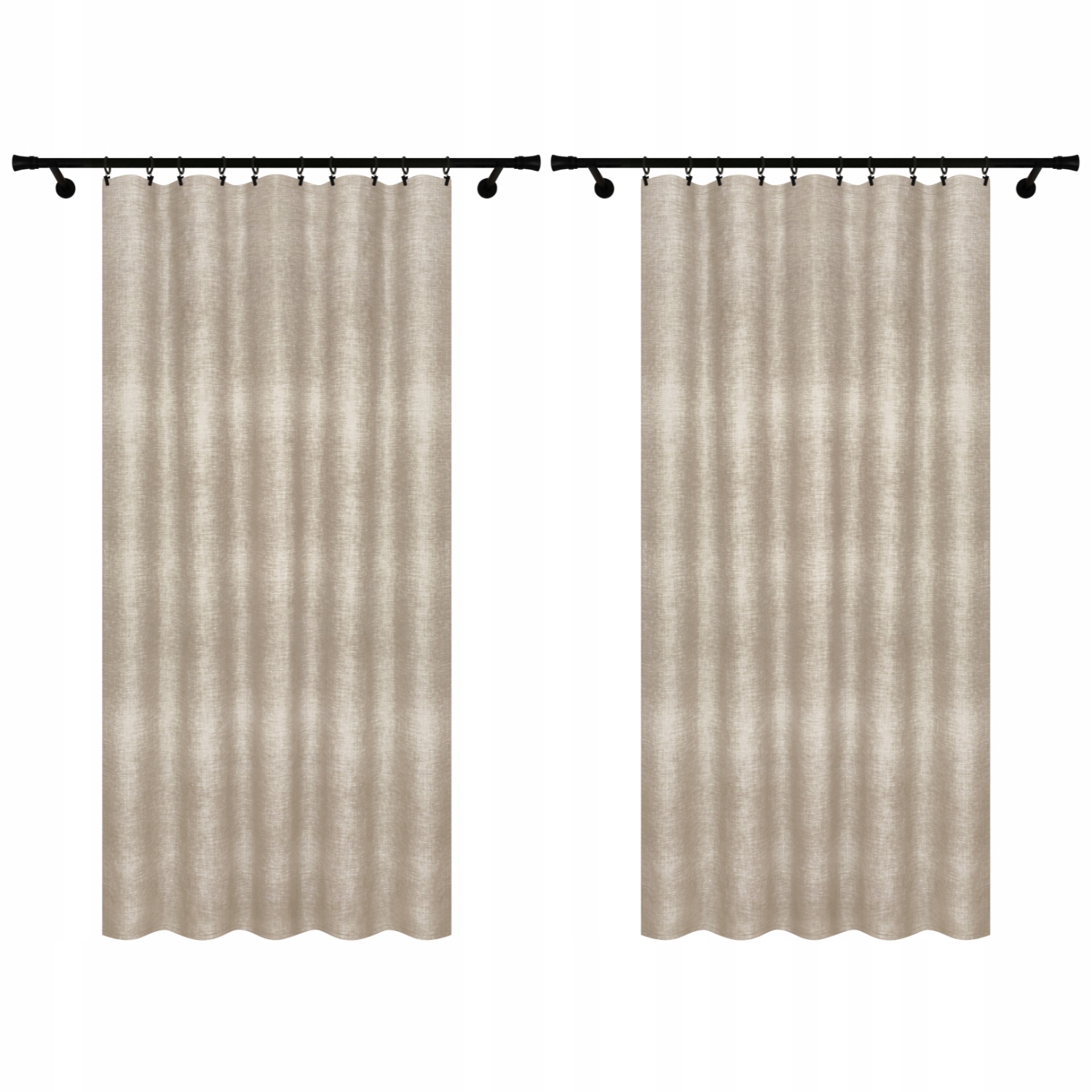 Záclony Do Pokoje 140x260 CM Béžový Lněný Vzor Záclony Na Pásku Na Žabky
