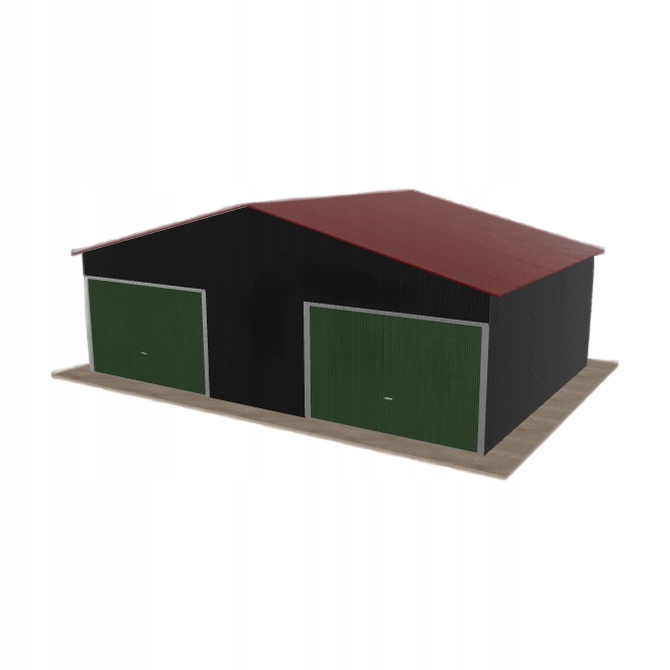Plechová garáž 8x5.5 m, dvoupolohová, dvoupolohová, černá