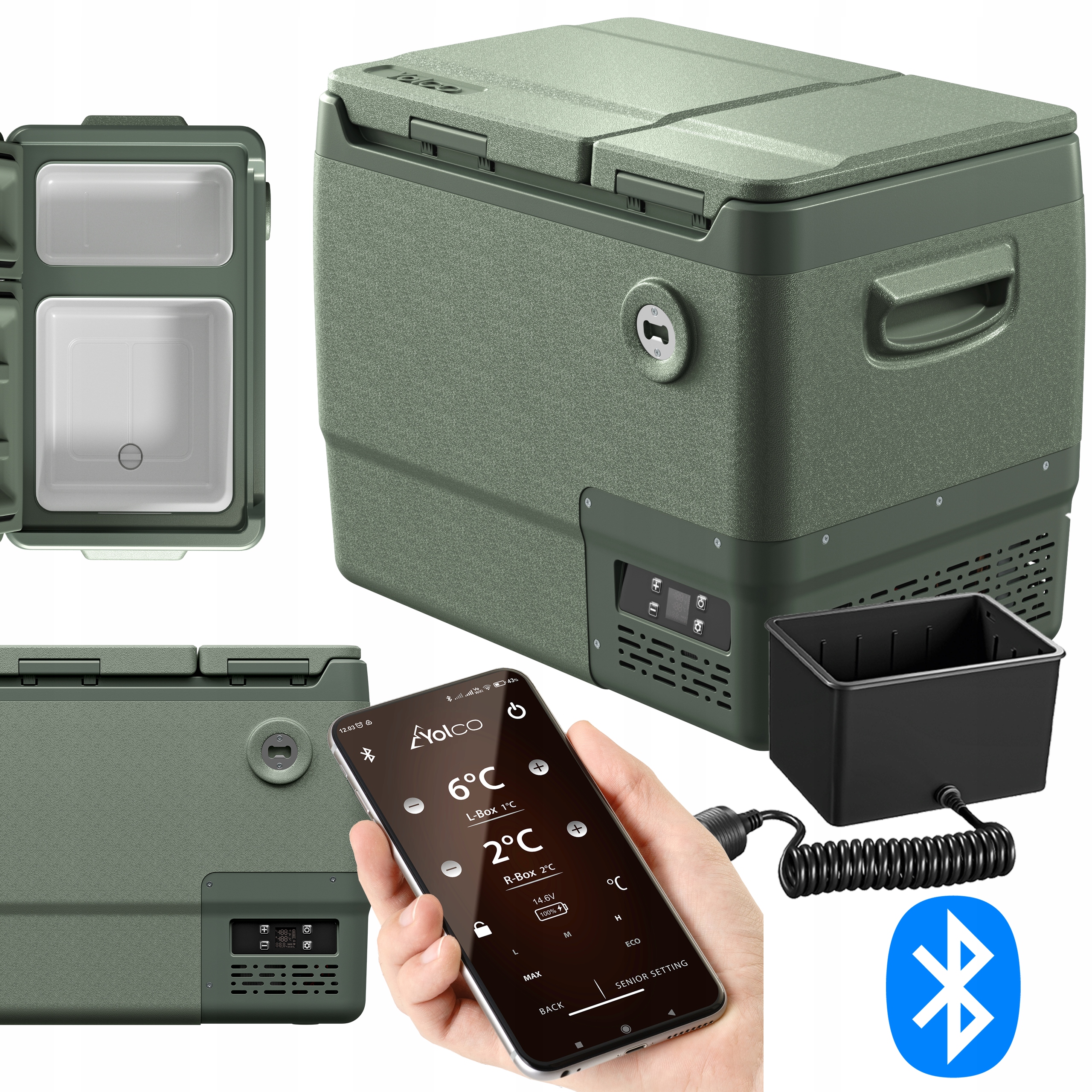 Lodówka Kompresorowa Samochodowa Yolco DX40 Pistachio Turystyczna Adapter