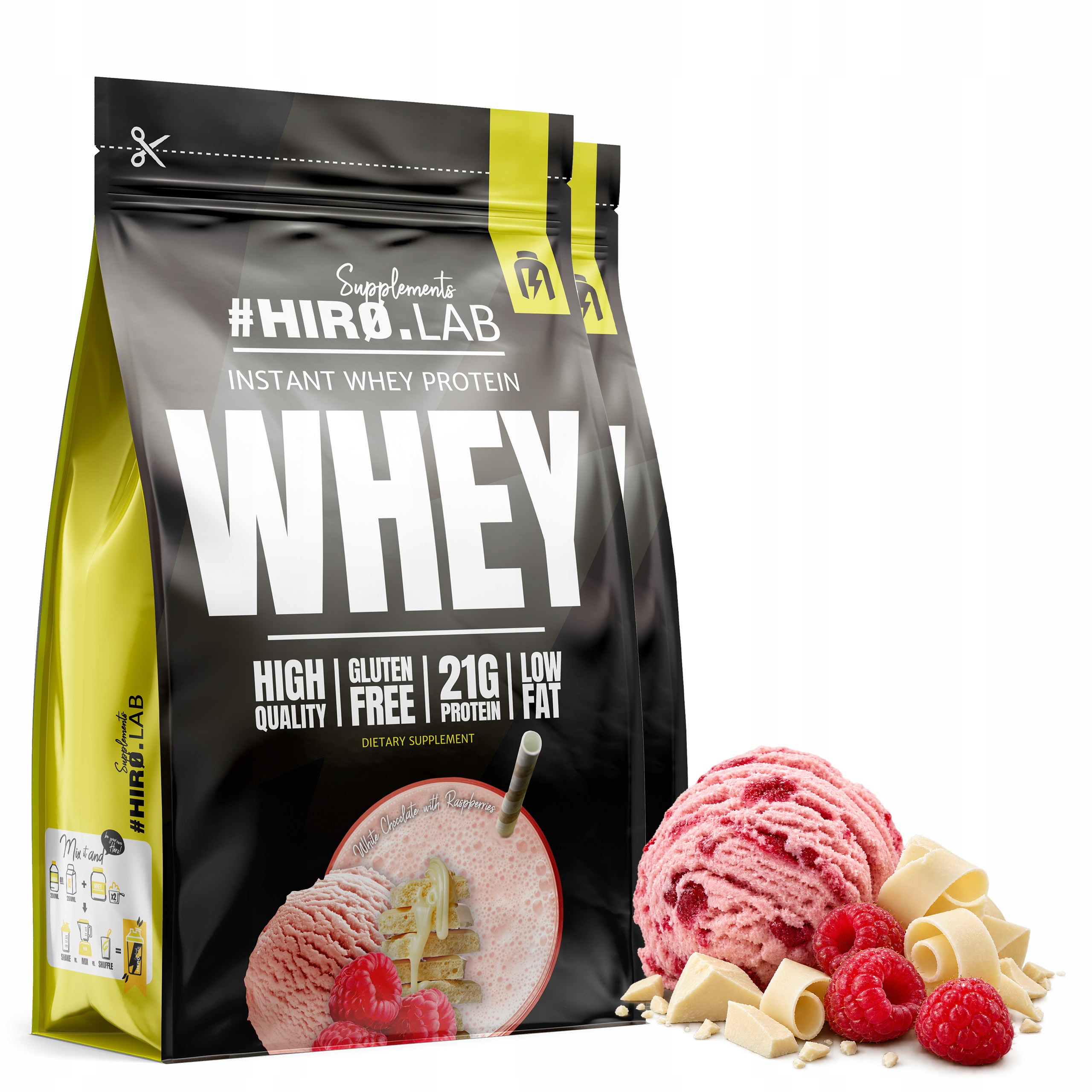 2x syrovátkový protein Wpc Instant Whey Protein 750 g Bílá Čokoláda Malina