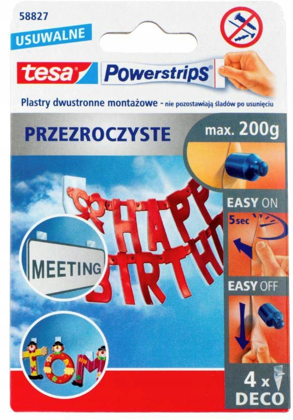 

Tesa Plastry Montażowe Powerstrips Deco 4szt