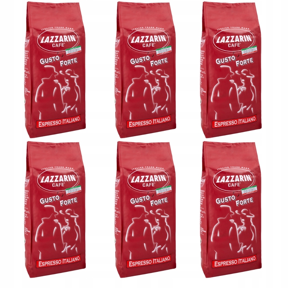 Levně Italská Káva zrnková Lazzarin Gusto Forte 1 kg x 6 čerstvě pražená sada 6 kg