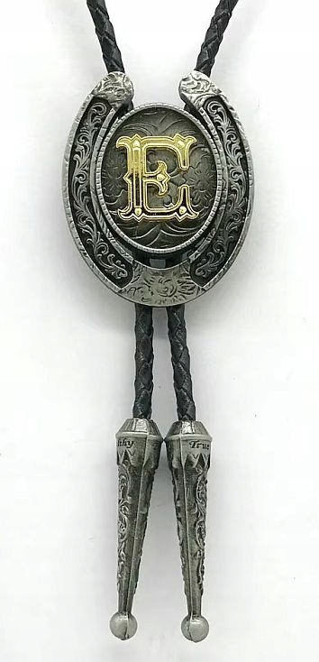 Kravata westernová bolo podkova s iniciálou E ela edward ewelina ewa ewaryst