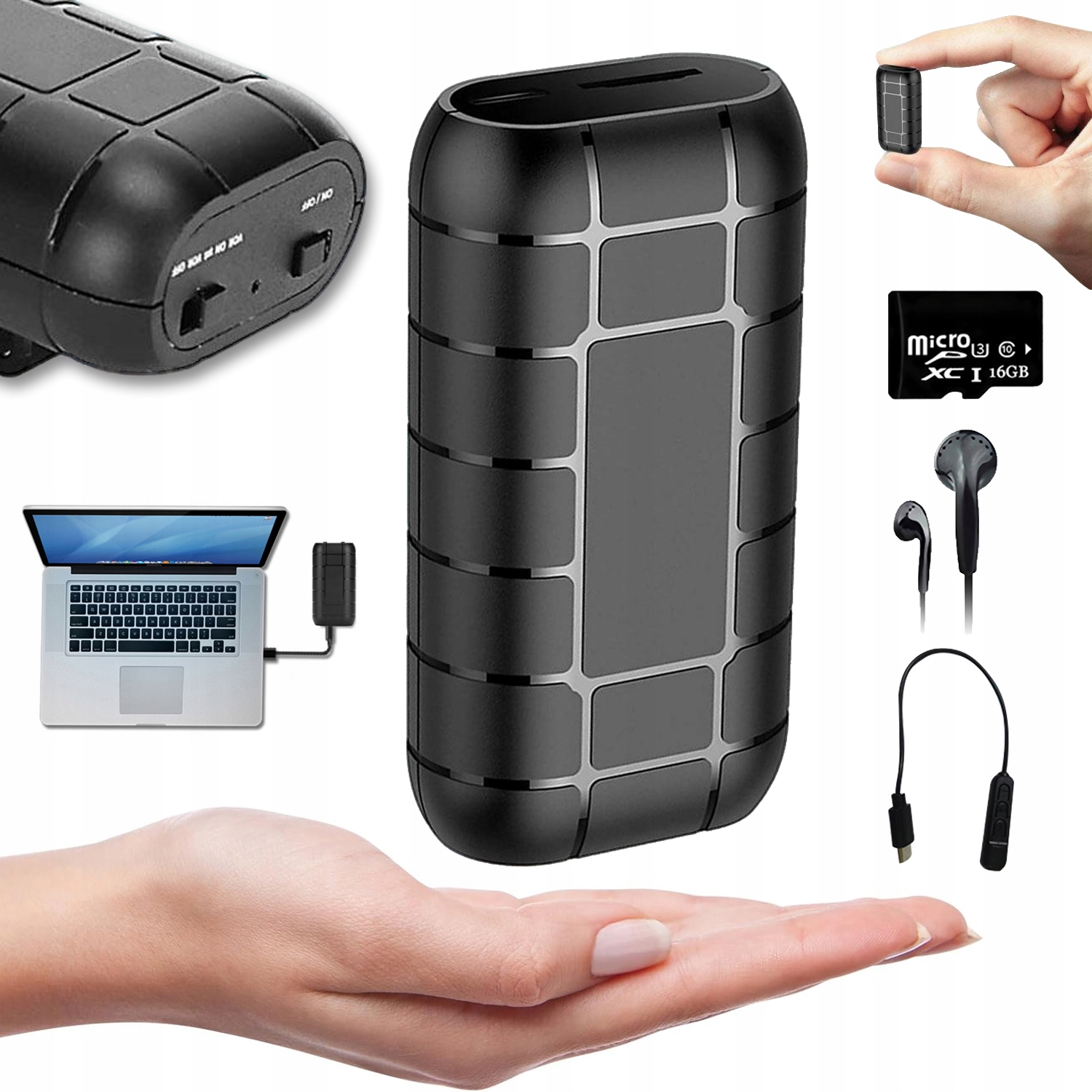 Záznamník zvuku odposlech nejdelší doba nahrávání 500 h 20 dní 128 Gb