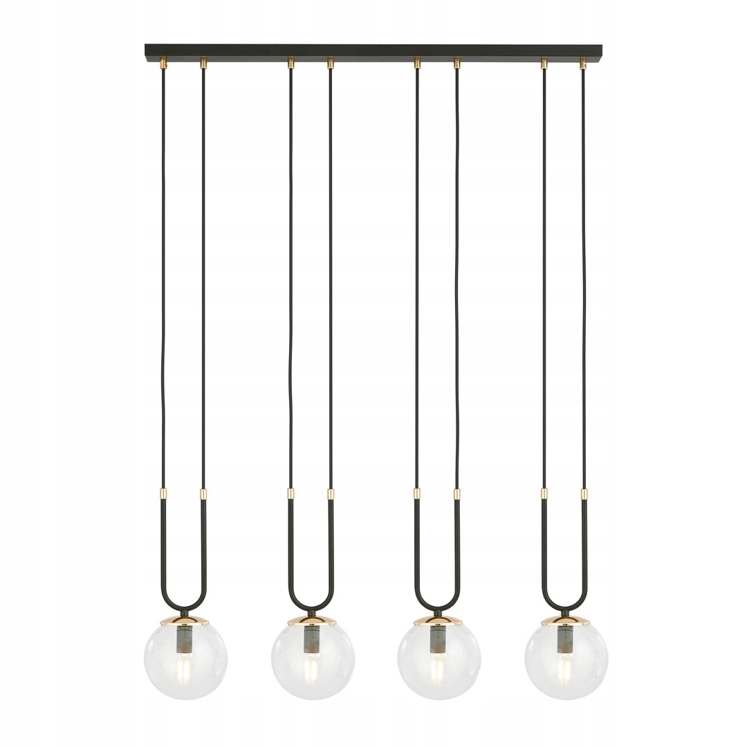 Závěsná lampa Glam 4-bodová, černá s průhlednými stínidly E14