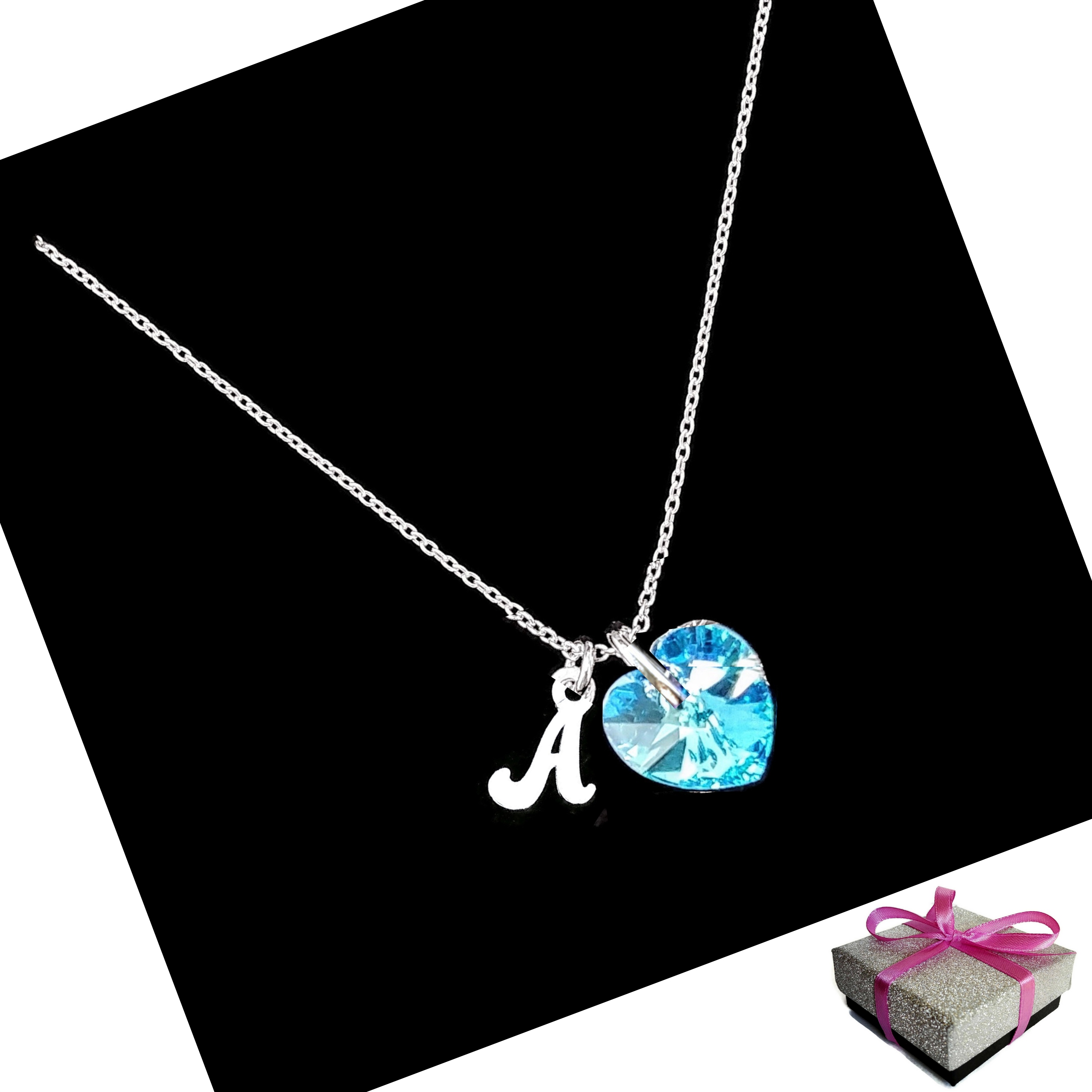 

Naszyjnik Literka A Serce Swarovski Srebro Prezent