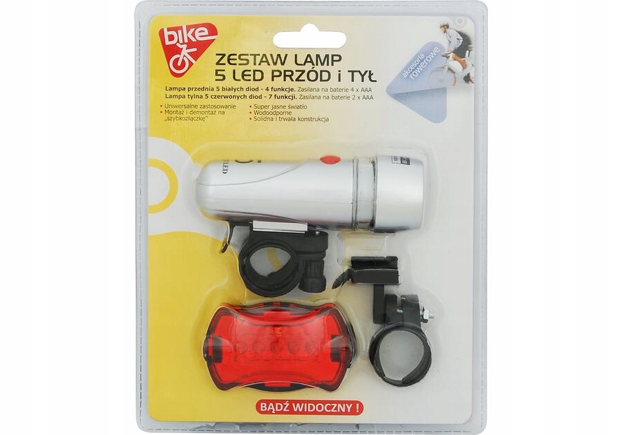 Zestaw lamp 5-LED przód+tyl BikeOK