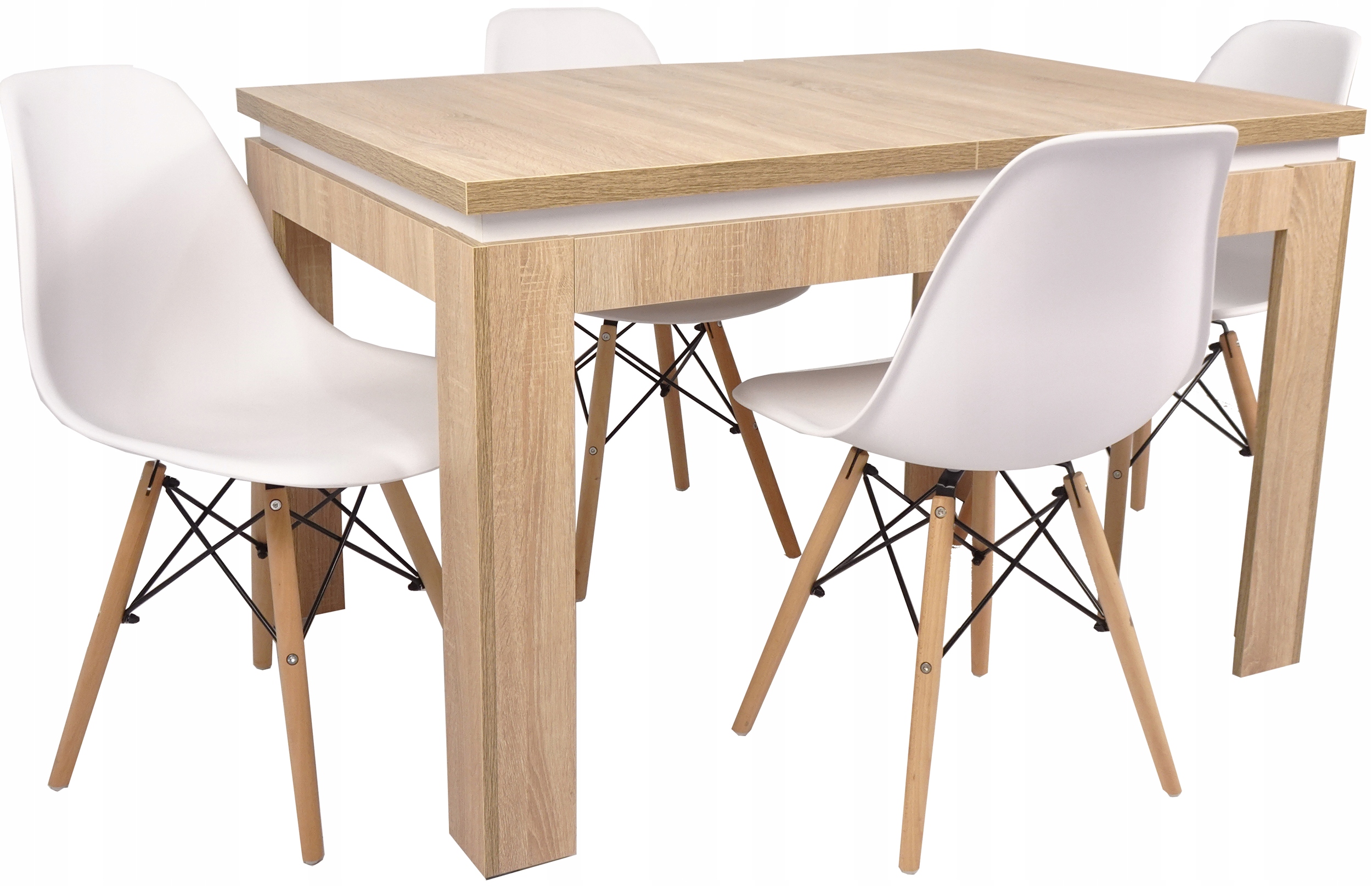 4 SKANDYNAWKIE krzesła i ROZKŁADANY stół SONOMA